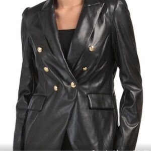 Rachel Zoe Faux Leather Double Breasted Blazer - size s